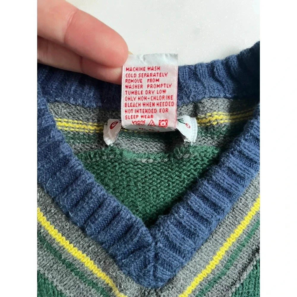 Gymboree‎ Vintage Cotton V-Neck Sweater Green Preppy Classic Boys size XL